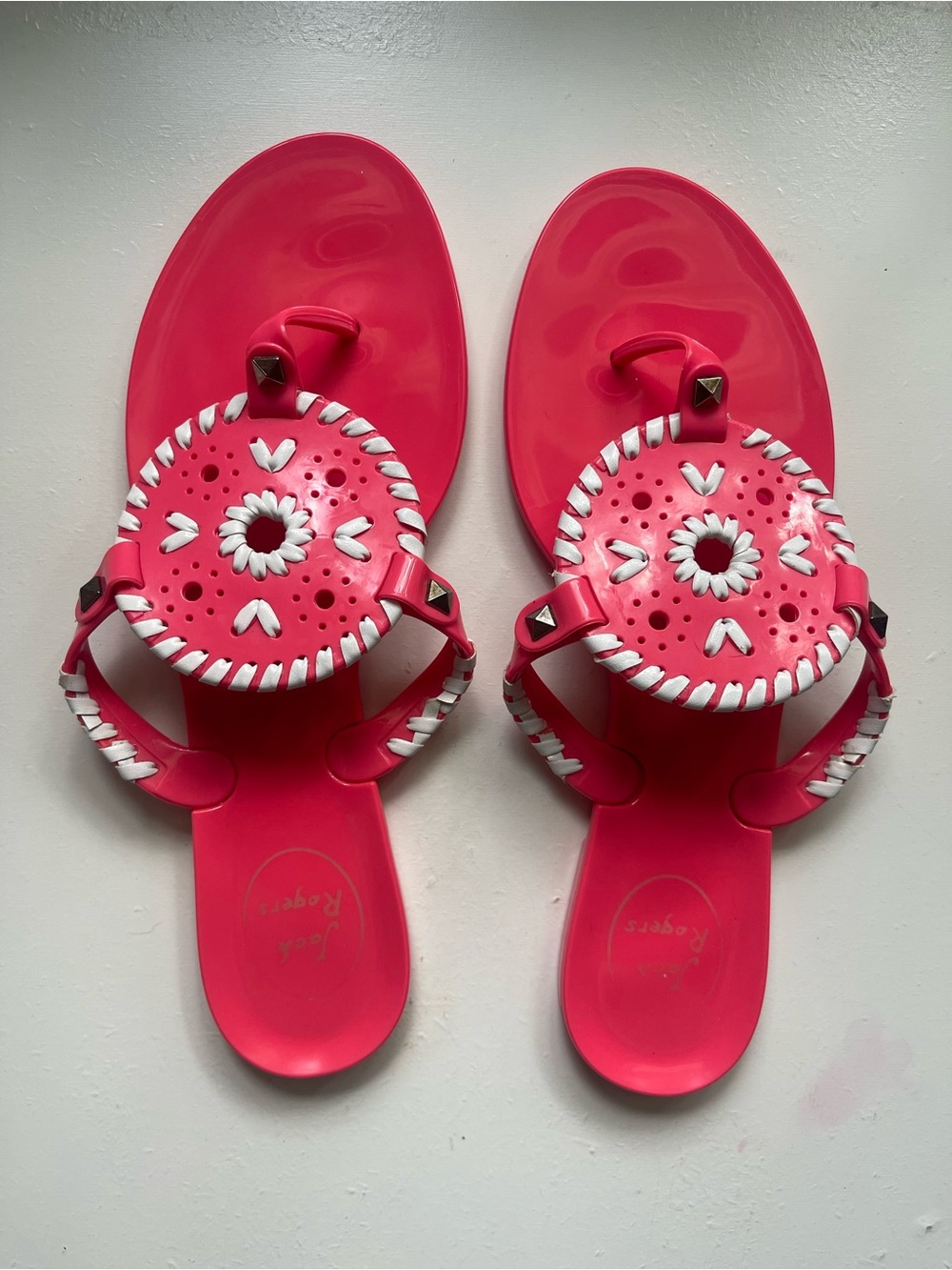 Jack Rogers Hot Pink Whipstitch Jelly Sandals